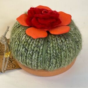 Handmade small cactus gift! Soft sculpture barrel cactus. Great Gift!